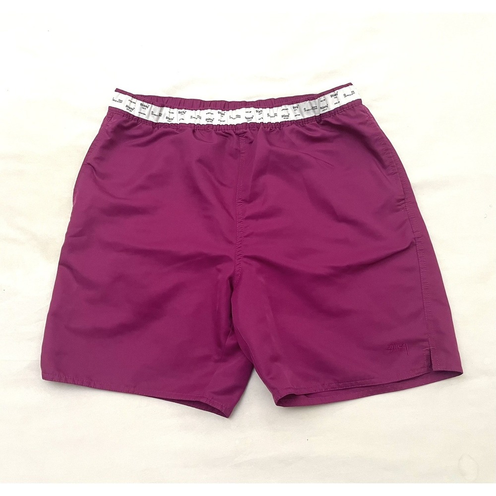 Stussy Board Shorts Men's Medium Purple 6.5" Inseam Logo Swim Trunks